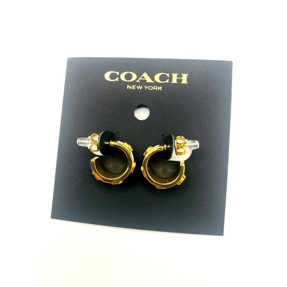 Coach Women's Signature Tabby Hoop Earrings - Picture 3 of 5